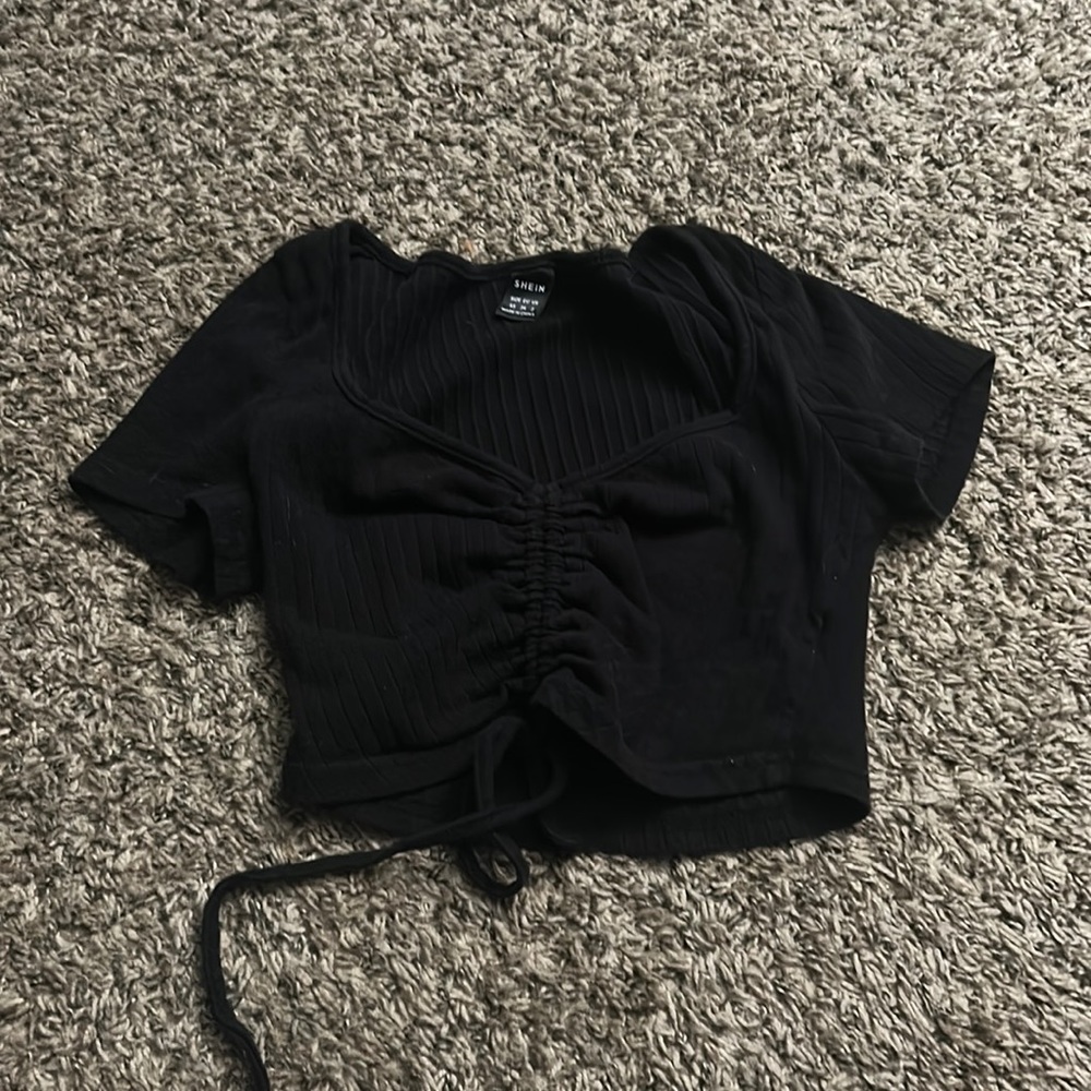 Shein black tie crop top